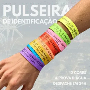 Pulseiras Personalizadas de Identificação p/Festas Aniversário Eventos Identificação Premium